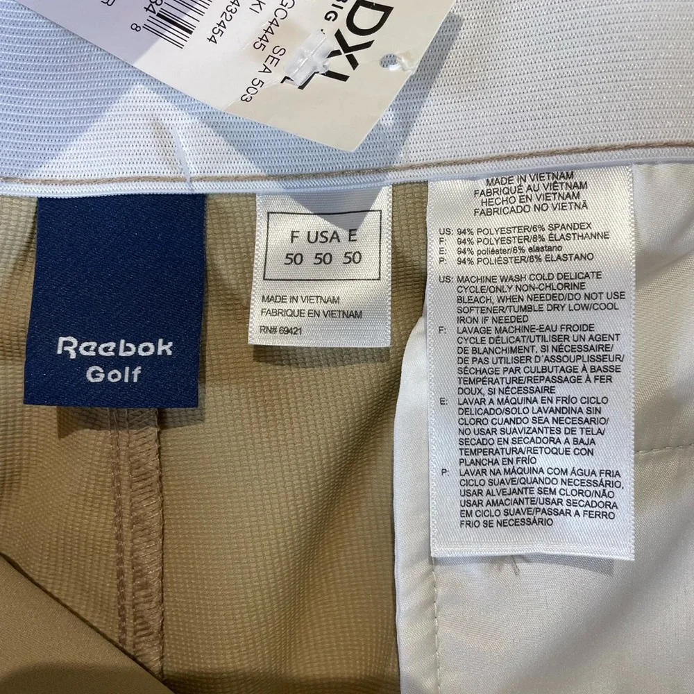 Reebok Golf Khaki Shorts Mens 50 Big & Tall Stretch